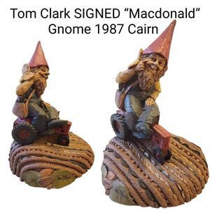 Tom Clark SIGNED Macdonald Gnome on Red Tractor 1987 Troll Fairy Renaissance